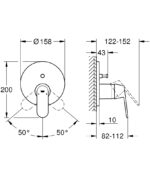 Dimensional Drawing For 24045000 By GROHE - MakramStores