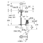 Dimensional Drawing For 32862000 By GROHE - MakramStores