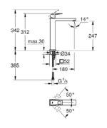 خلاط حوض جروهي اكس لارج يوروكيوب كروم 23406000