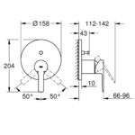 وش خلاط جروهي شاور 2مخرج لينير كروم 24064001