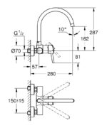 Dimensional Drawing For 32667001 By GROHE - MakramStores