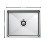 حوض مطبخ هاندميد 55*41سم 5541 شفة فلات استانلس من ألفا - Image 2