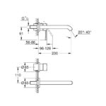 Dimensional Drawing For 19967-29193 GROHE Essence Two-Hole Basin Mixer L-Size – MakramStore