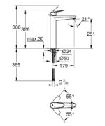 خلاط حوض اكس لارج يوروديسك كوزمو كروم من جروهي - Image 2