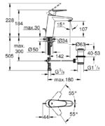 خلاط حوض جروهي وسط يوروديسك كوزمو بالطابق كروم 23448002
