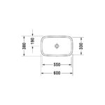 حوض 60سم فوق سطح أفقي بدون فتحة خلاط ديوراستايل أبيض من ديورافيت - Image 2