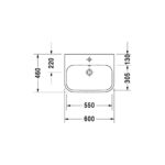 حوض 60سم فوق سطح أفقي بفتحة خلاط هابي داي2 أبيض من ديورافيت (231560000) - Image 2