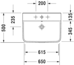 حوض 65سم بالعامود الطويل بي3 كومفورت أبيض من ديورافيت - Image 2