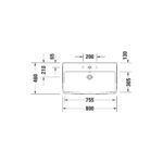 حوض 80سم بالعامود الطويل نمبر وان أبيض من ديورافيت - Image 2