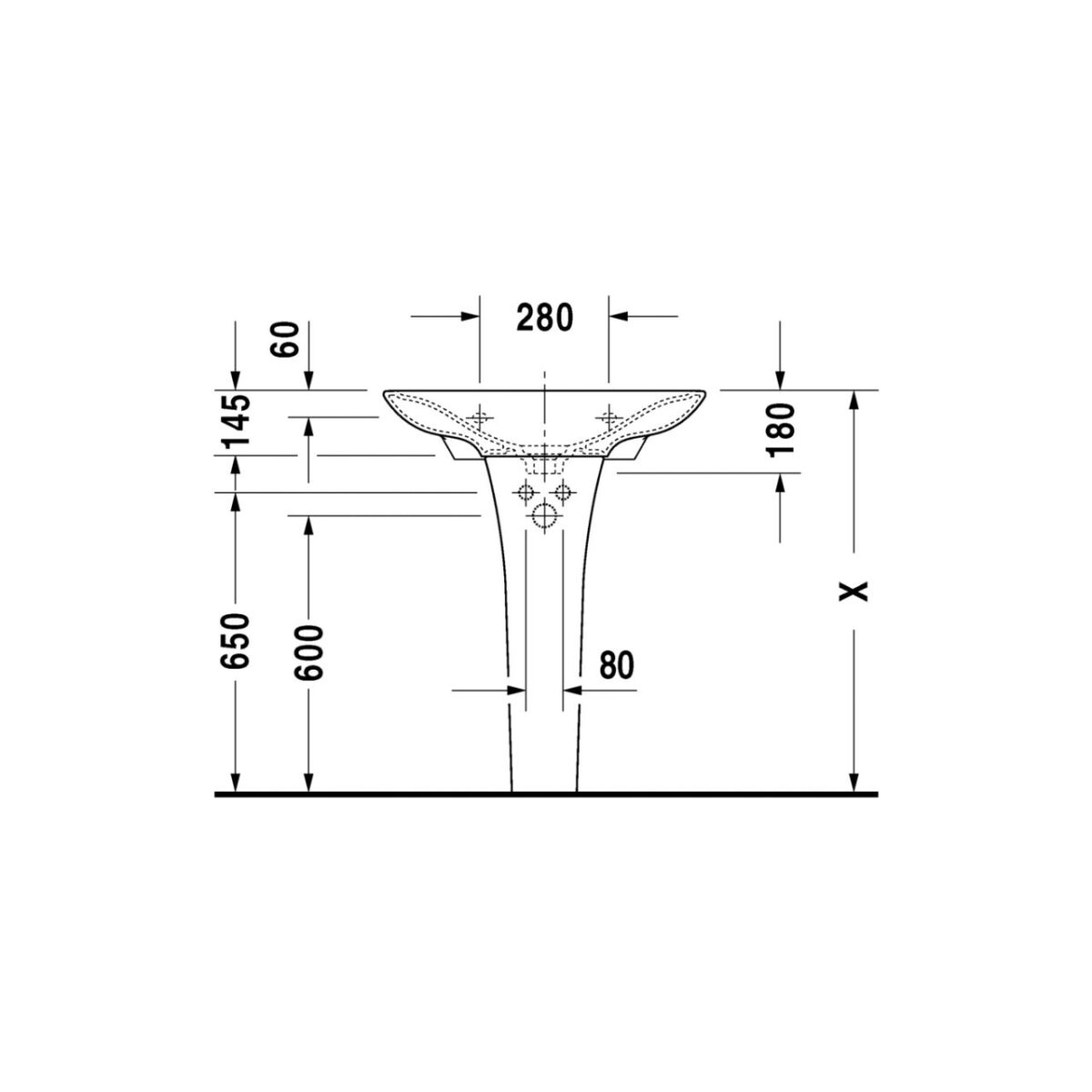 حوض 70سم بالعامود الطويل بيورافيدا أبيض من ديورافيت - Image 3
