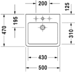 حوض 50سم لوحدة موبيليا فيرو أبيض من ديورافيت - Image 2