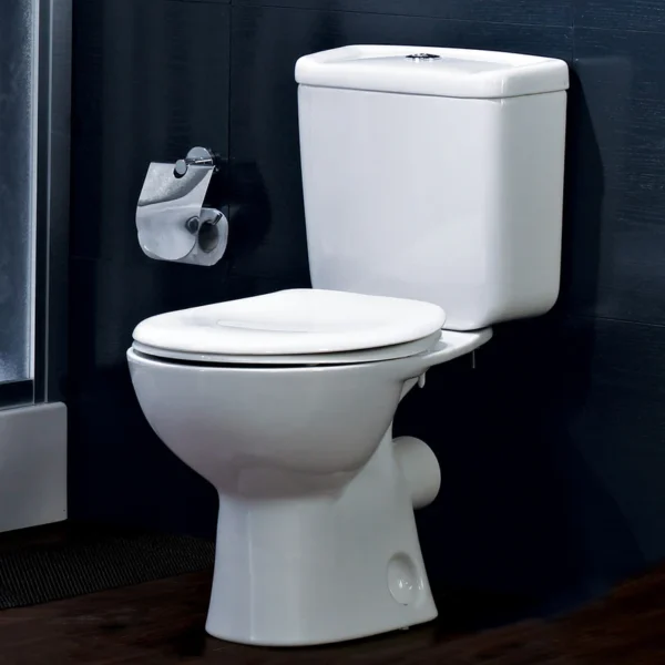 تواليت أرضي بالدش والسديلي البلاستيك ثقيل سبيس أبيض من ايديال ستاندر