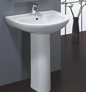 حوض 60سم بالعامود الطويل سبيس أبيض من ايديال ستاندر