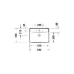حوض 60سم بالعامود الطويل دي نيو أبيض من ديورافيت - Image 2