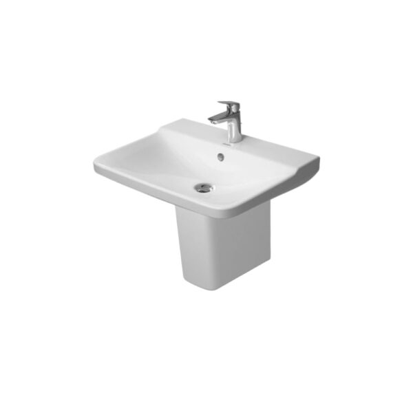 حوض 65سم ديورافيت بي3 كومفورت أبيض بالعامود المعلق