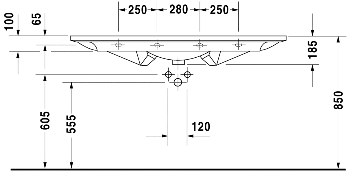 حوض 140سم لوحدة موبيليا كارو برجامون من ديورافيت - Image 3