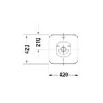 حوض يثبت فوق سطح أفقي بدون فتحة للخلاط 42سم باتشينو مربع برجامون من ديورافيت - Image 2