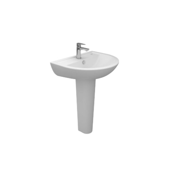 حوض 55سم روزيتا بالعامود الطويل أبيض ساني بيور