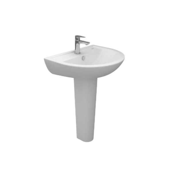 حوض 60سم روزيتا بالعامود الطويل أبيض ساني بيور