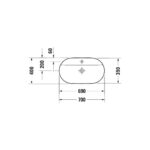 حوض يثبت فوق سطح أفقي بفتحة للخلاط 70سم لوف أبيض من ديورافيت - Image 2