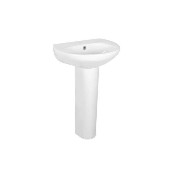 حوض 55سم ديورافيت ايميليا أبيض بالعامود الطويل