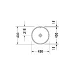 حوض يثبت تحت سطح أفقي 43سم بدون فتحة خلاط أركتيك أبيض من ديورافيت - Image 2