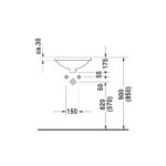 حوض يثبت تحت سطح أفقي 43سم بدون فتحة خلاط أركتيك أبيض من ديورافيت - Image 3