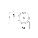 حوض ساقط رخامة 47سم بدون فتحة خلاط أركتيك أبيض من ديورافيت - Image 2