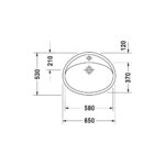 حوض ساقط رخامة 65سم بفتحة خلاط جافا أبيض من ديورافيت - Image 2