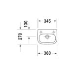 حوض 36سم قابل لعمل فتحة خلاط دي كود أبيض من ديورافيت - Image 2