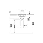 حوض 36سم قابل لعمل فتحة خلاط دي كود أبيض من ديورافيت - Image 3