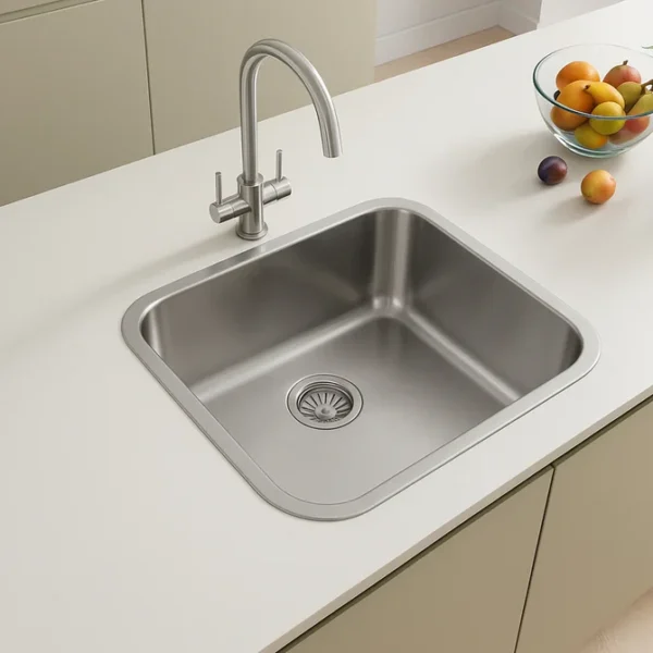 حوض مطبخ مقاس 45.2×58.6سم سُمك 1مم عمق 20سم ستانلس ستيل من اصيل