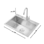 حوض مطبخ هاند 48×58سم استانلس ستيل من الفا - Image 7