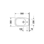 بيديه أرضي ملاصق للحائط بالدش دي كود أبيض من ديورافيت - Image 2