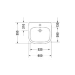 حوض 60سم قابل لعمل فتحة خلاط دي كود أبيض من ديورافيت - Image 2