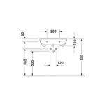 حوض 60سم قابل لعمل فتحة خلاط دي كود أبيض من ديورافيت - Image 3