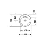 حوض ساقط رخامة 48سم بفتحة خلاط مانوا أبيض من ديورافيت - Image 2