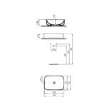 حوض فوق سطح أفقي 55*40سم مستطيل بدون فتحة خلاط اي لايف أبيض من ايديال ستاندر - Image 2