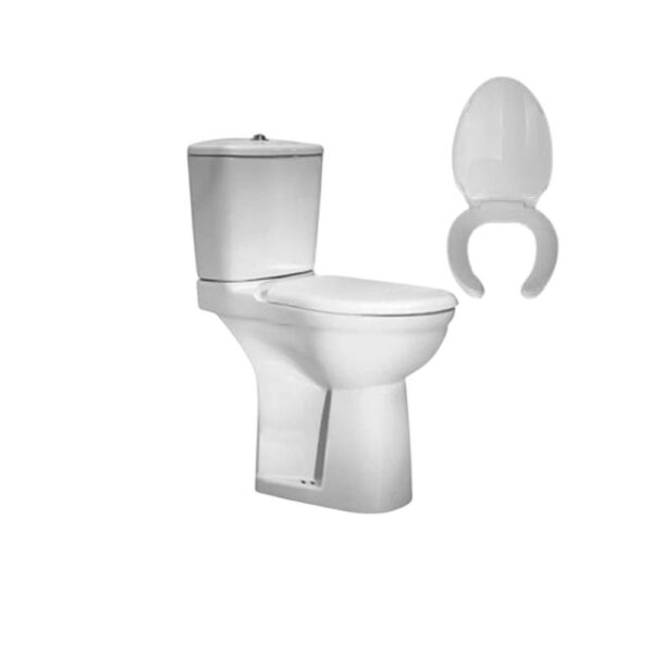 تواليت أرضي احتياجات خاصة بالدش و السديلي البلاستيك مفتوح من الامام سان ريمو أبيض من ايديال ستاندر