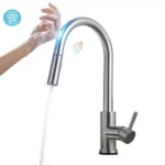 حوض مطبخ هاند ميد شامل الخلاط يعمل باللمس 51*77سم بالصرف استانلس ستيل من هانز كوري - Image 2