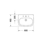 حوض 60سم بالعامود المعلق دي كود برجامون من ديورافيت - Image 2