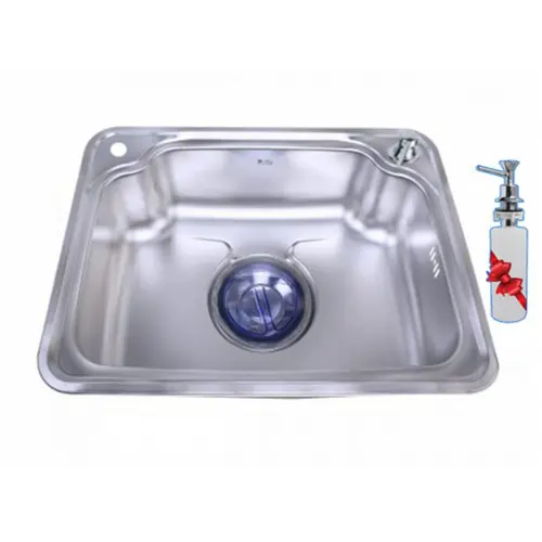 حوض مطبخ استانلس بالصرف استانلس ستيل بيورتي 63×46سم