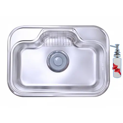 حوض مطبخ استانلس بالصرف بيورتي استانلس ستيل 74×51سم