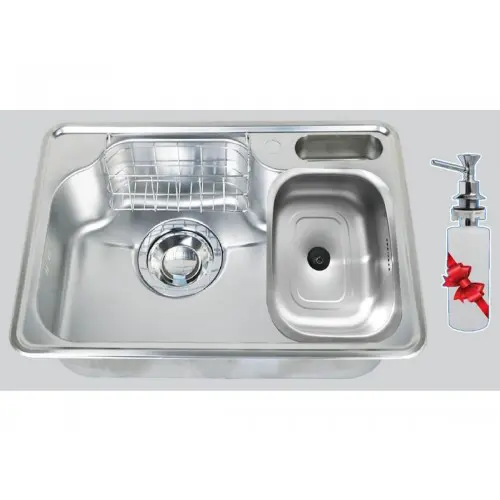 حوض مطبخ بيورتي استانلس بالصرف 75×51سم استانلس ستيل