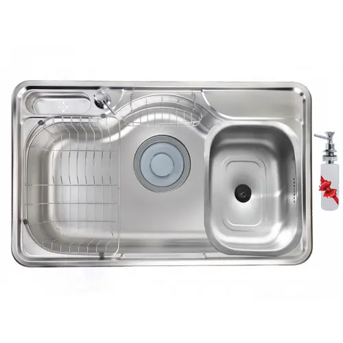 حوض بيورتي مطبخ استانلس بالصرف استانلس ستيل 85×51سم