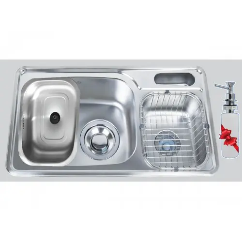 حوض مطبخ استانلس بيورتي بالصرف استانلس ستيل 87×48سم