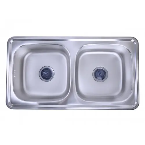 حوض مطبخ استانلس بالصرف بيورتي استانلس ستيل 87×48سم