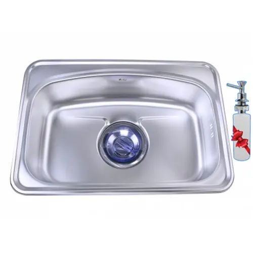 حوض مطبخ استانلس بالصرف بيورتي استانلس ستيل 70×47سم