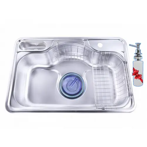 حوض مطبخ بالصرف استانلس بيورتي استانلس ستيل 75×48سم