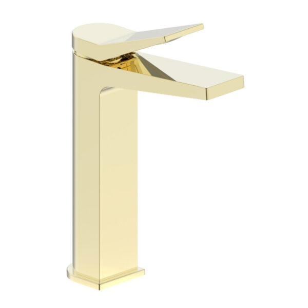 خلاط حوض لارج بالطابق سيرا ذهبي لامع من جواد